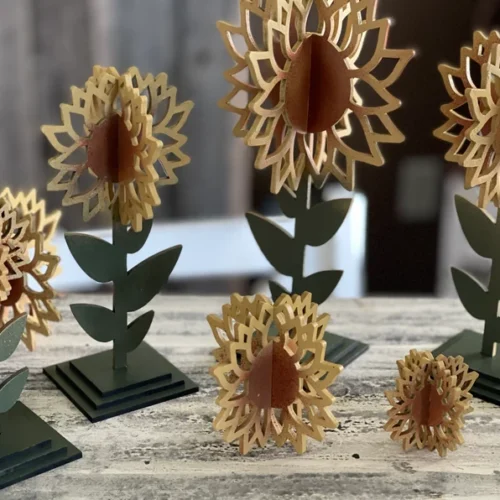 Conjunto De Flores De Girasoles 3d Creativo Digital